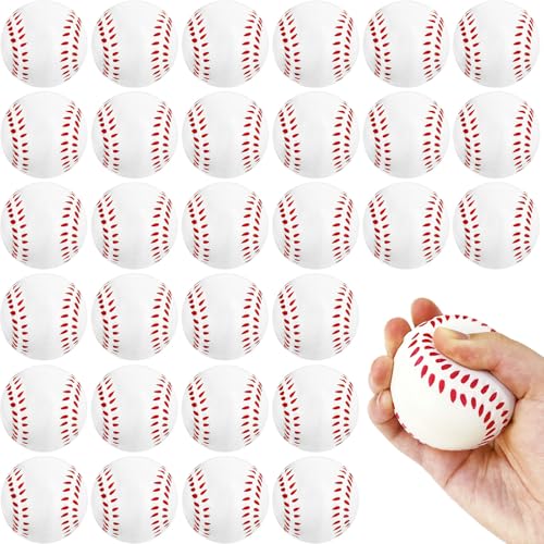 Baaxxango 30 Pack Baseball Stress Balls25 Inch Soft Foam BaseballsSports Squeeze Balls Toys for KidsSchool Carnival RewardSports Theme Party - Image 1