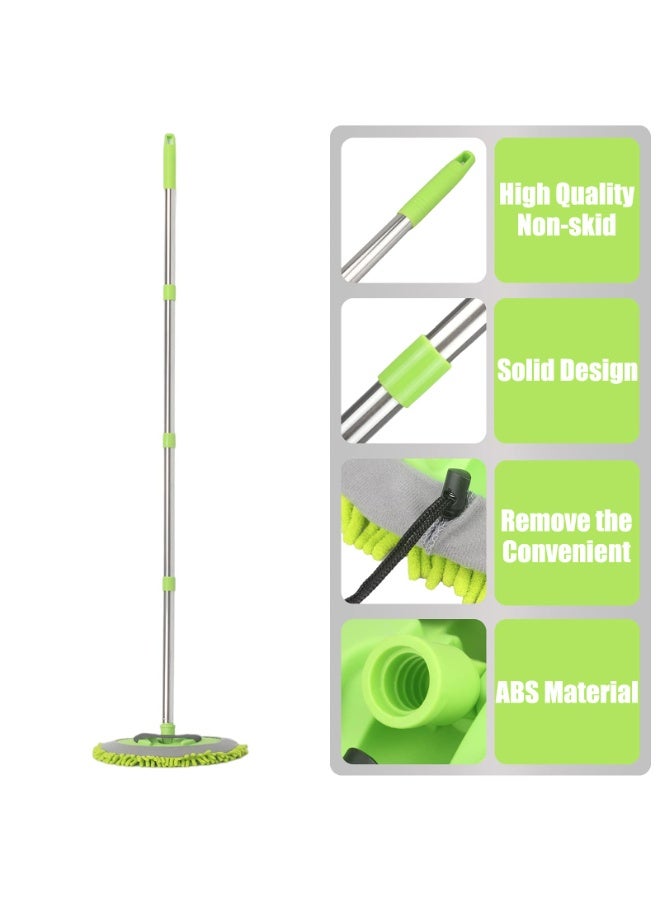47.2 بوصة (120 سم) غسيل السيارات مسح مجموعة - تنظيف السيارات مسح مع مقبض طويل عصا الفولاذ المقاوم للصدأ، مناسبة للمركبات الناقلة، خارج الطرق المركبات والشاحنات والحافلات (الأخضر) - Image 3