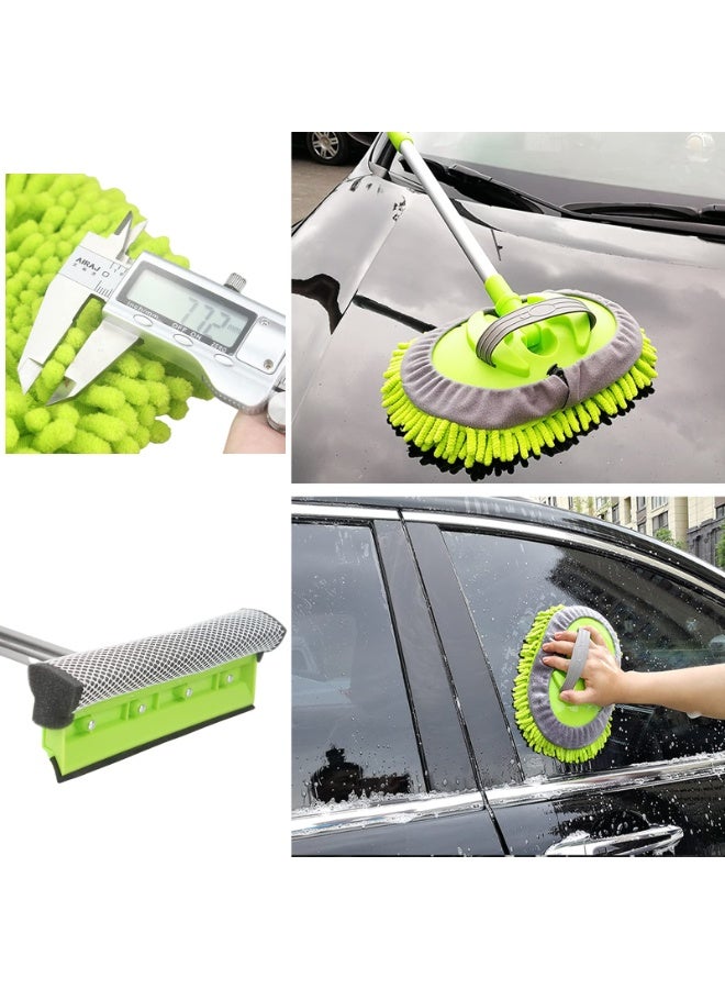 47.2 بوصة (120 سم) غسيل السيارات مسح مجموعة - تنظيف السيارات مسح مع مقبض طويل عصا الفولاذ المقاوم للصدأ، مناسبة للمركبات الناقلة، خارج الطرق المركبات والشاحنات والحافلات (الأخضر) - Image 5
