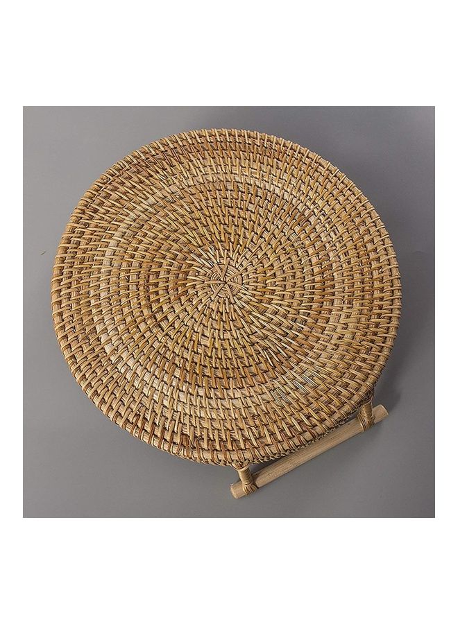 Loquat Round Woven Serving Tray with Handles Brown 21.5 x 6cm - Image 4