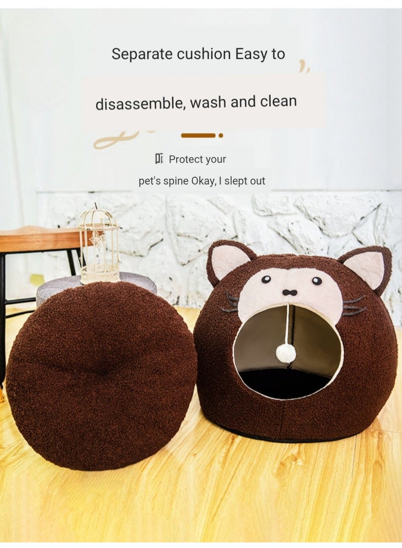 A.M New cartoon summer cat bed, small dog bed, closed, detachable and washable thickened cat bed for all seasons, warm - Image 3