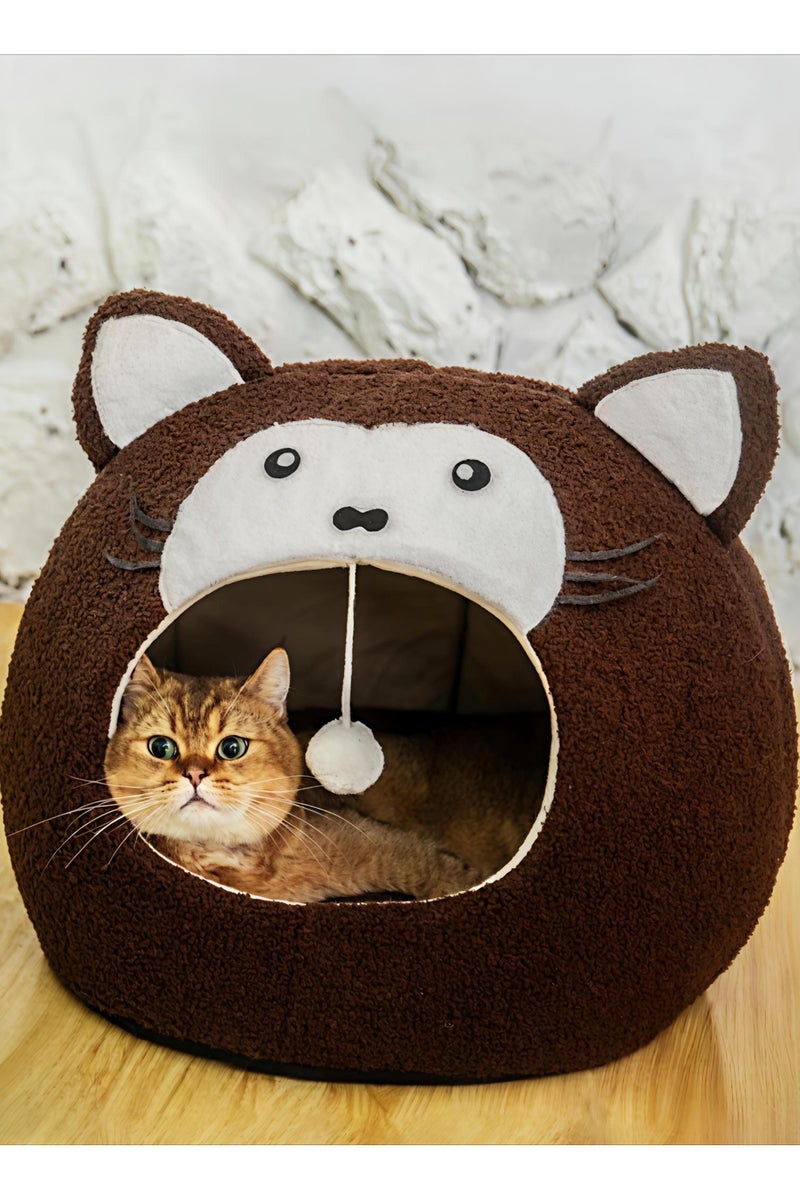 A.M New cartoon summer cat bed, small dog bed, closed, detachable and washable thickened cat bed for all seasons, warm - Image 1