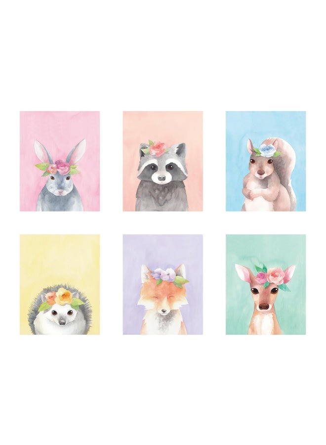 L And O Goods Woodland Animals Nursery D Cor  Baby Boy And Girl Wall Art Watercolor Prints  Set Of 6 Posters For Bedroom Decoration  Cute Kids Posters  8 X 10 S - Image 1