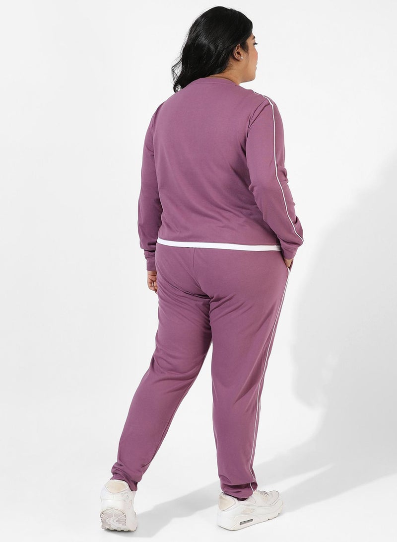 Instafab Plus Women's Solid Purple Co-Ord Set - Image 3