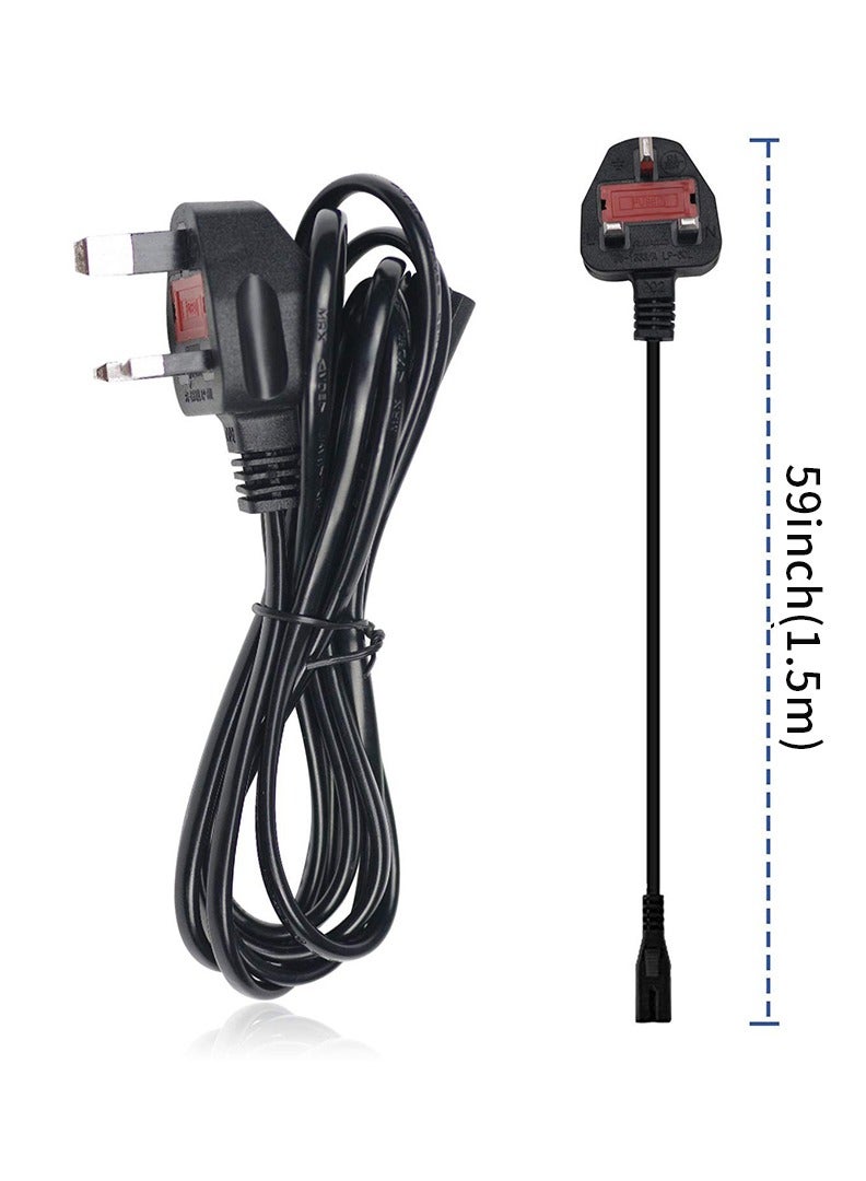 TLAXCA Power Cable Lead UK Plug to Figure 8 2 Pin Cord for Samsung Toshiba Philips LG Sony Panasonic LED Flat TV Sky Box XBOX One S PS5 PS4 Projector Camera Charger Cord 1.5 M Length - Image 5