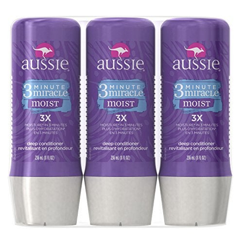 Aussie 3 Minute Miracle Moist Deep Conditioning Treatment, Detangler, 8 Fluid Ounces (Pack of 3) - Deep Conditioner - Image 4