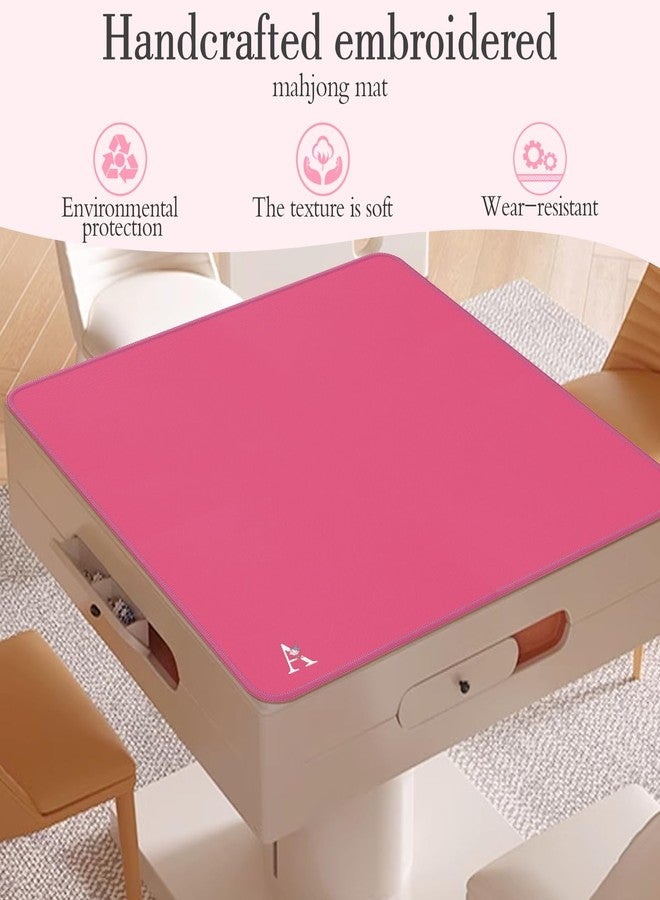 Gedgan Mahjong Mat | Neoprene Anti-Slip Noise Reduction, Simple Design & Embroidery | 32.4x32.4 Inch Pink | Perfect for Mahjong, Board Games & Tile Games | Elegant Gift(Custom A Letter) - Image 2