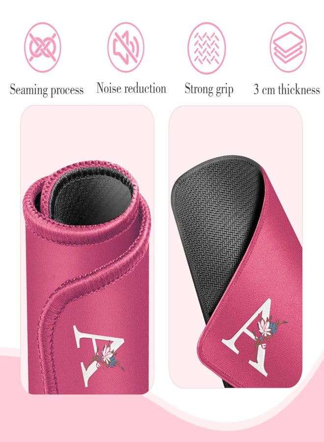 Gedgan Mahjong Mat | Neoprene Anti-Slip Noise Reduction, Simple Design & Embroidery | 32.4x32.4 Inch Pink | Perfect for Mahjong, Board Games & Tile Games | Elegant Gift(Custom A Letter) - Image 3