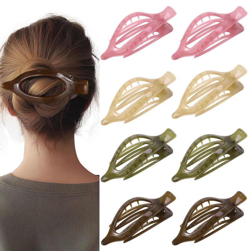 CENTSTAR 8 Pack Jelly Style Flat Hair Clips â€“ Translucent Claw Clips in Pink, Brown, Beige, Green, Cute Matte Hair Accessories for Girls & Teens, Kawaii Y2K Styling Barrettes for Summer - Image 1