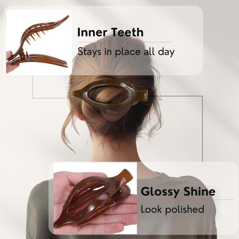 CENTSTAR 8 Pack Jelly Style Flat Hair Clips â€“ Translucent Claw Clips in Pink, Brown, Beige, Green, Cute Matte Hair Accessories for Girls & Teens, Kawaii Y2K Styling Barrettes for Summer - Image 3