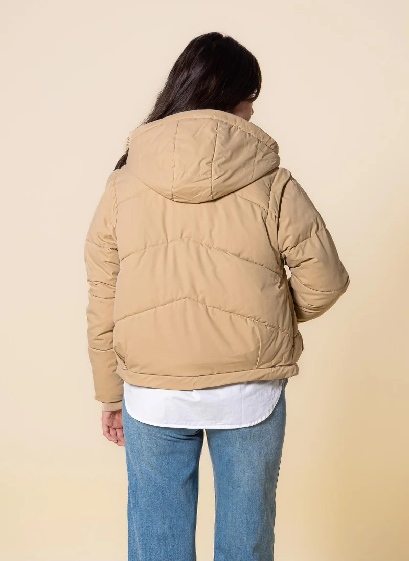 SHAPES FAUX FUR PUFFER JACKET