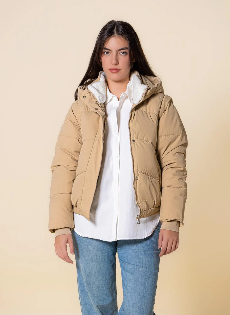 SHAPES FAUX FUR PUFFER JACKET