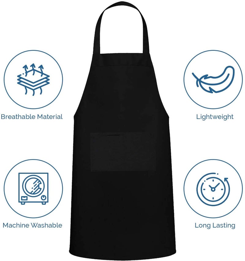 M I Fashions 100 Cotton Chef Aprons Set of 2 Pieces Kitchen Apron for Men and Women 2 Front Pockets Cooking Apron 31X25 Inches - Image 2