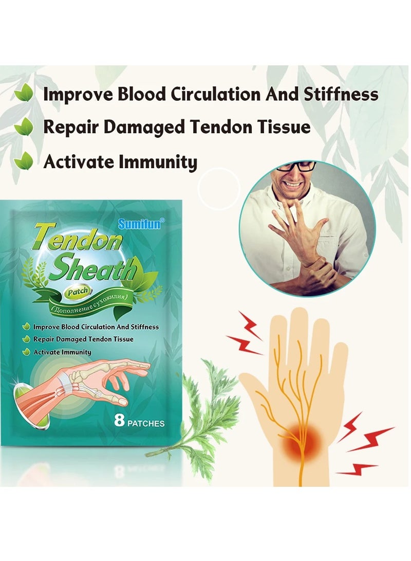 Sumifun رقعة غمد الوتر، مكونات طبيعية، رقعة دافئة لألم المعصم، غير مزعجة، تأثير دائم، رقعة طبية للعناية بمفاصل المعصم لإصلاح أنسجة الأوتار التالفة وتحسين الدورة الدموية - Image 3