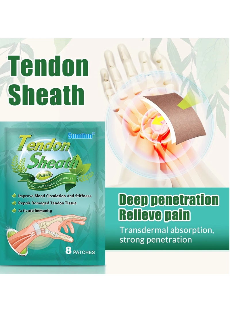 Sumifun رقعة غمد الوتر، مكونات طبيعية، رقعة دافئة لألم المعصم، غير مزعجة، تأثير دائم، رقعة طبية للعناية بمفاصل المعصم لإصلاح أنسجة الأوتار التالفة وتحسين الدورة الدموية - Image 4