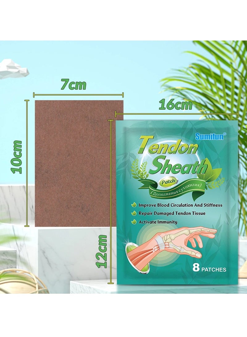 Sumifun رقعة غمد الوتر، مكونات طبيعية، رقعة دافئة لألم المعصم، غير مزعجة، تأثير دائم، رقعة طبية للعناية بمفاصل المعصم لإصلاح أنسجة الأوتار التالفة وتحسين الدورة الدموية - Image 5