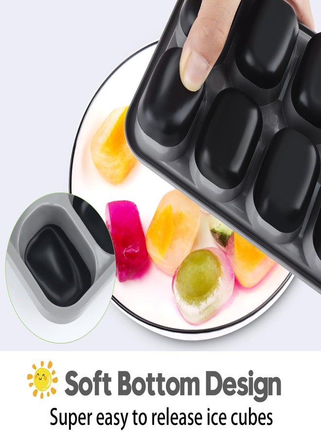 JRISBO Silicone Ice Cube Tray, Pack of 4, Ice Cube Tray with Lid, BPA-Free and LFGB Certified Ice Cube Moulds, Stackable, 56 Ice Cubes, Silicone Mould Maker, Ice Cube Tray (Black Grey) - Image 5
