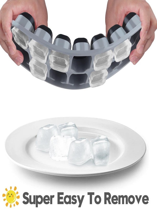 JRISBO Silicone Ice Cube Tray, Pack of 4, Ice Cube Tray with Lid, BPA-Free and LFGB Certified Ice Cube Moulds, Stackable, 56 Ice Cubes, Silicone Mould Maker, Ice Cube Tray (Black Grey) - Image 2