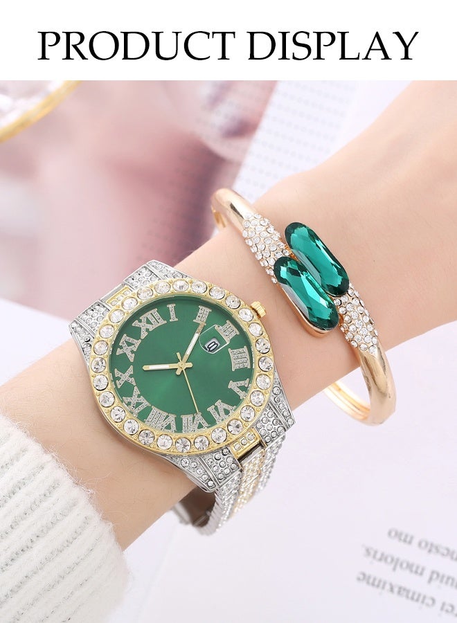DUNISO 5 Pcs Ladies Watch Set, Ladies Steel Strap Quartz Watch, High End Ladies Watch Set,，With Rings, Watches, Necklaces, Earrings, Bracelets，Diamond Decoration,Suitable For Daily Use,Gatherings, Dates, And Events  - Image 5