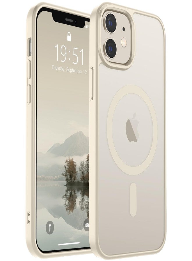 استلق جراب SUPFINE المغناطيسي لهاتف iPhone 12/iPhone 12 Pro (متوافق مع MagSafe) (حماية فائقة ضد السقوط بمعايير عسكرية) جراب نحيف شفاف غير لامع مقاوم للصدمات ومضاد لبصمات الأصابع، لون أبيض عتيق - Image 1