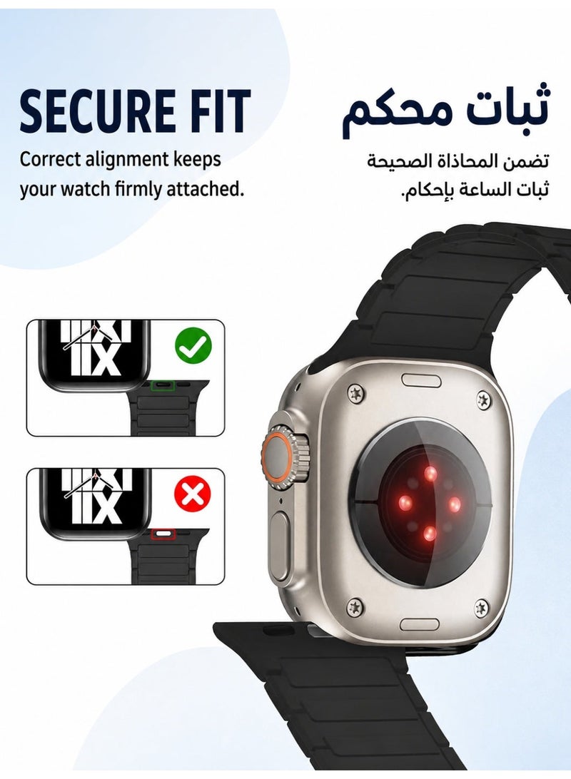 Magnetic Silicone Band for Apple Watch 38mm/40mm/41mm/42mm(S10,S11), Soft Waterproof Quick Fit Sport band for iWatch Series 11/10/9/8/7/6/5/4, SE3/SE2/SE, Black - Image 4
