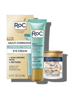 RoC Multi Correxion Hyaluronic Acid Anti Aging Under Eye Cream for Puffiness & Dark Circles (.5 OZ) + RoC Retinol Capsules (7 CT), Fragrance & Paraben Free Skin Care for Women & Men  - Image 1