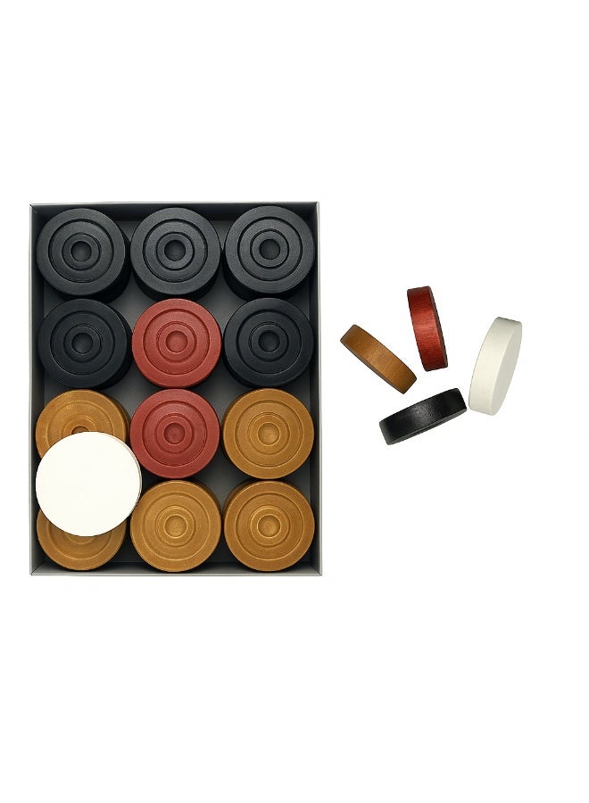 Rally High-Quality Colored Wooden Carrom Coins – Spare Set of 24 Pieces in Black, Red, and Brown for the Classic Carrom Game - Image 2