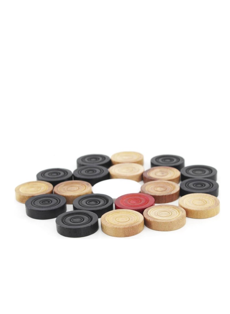 Rally High-Quality Colored Wooden Carrom Coins – Spare Set of 24 Pieces in Black, Red, and Brown for the Classic Carrom Game - Image 5