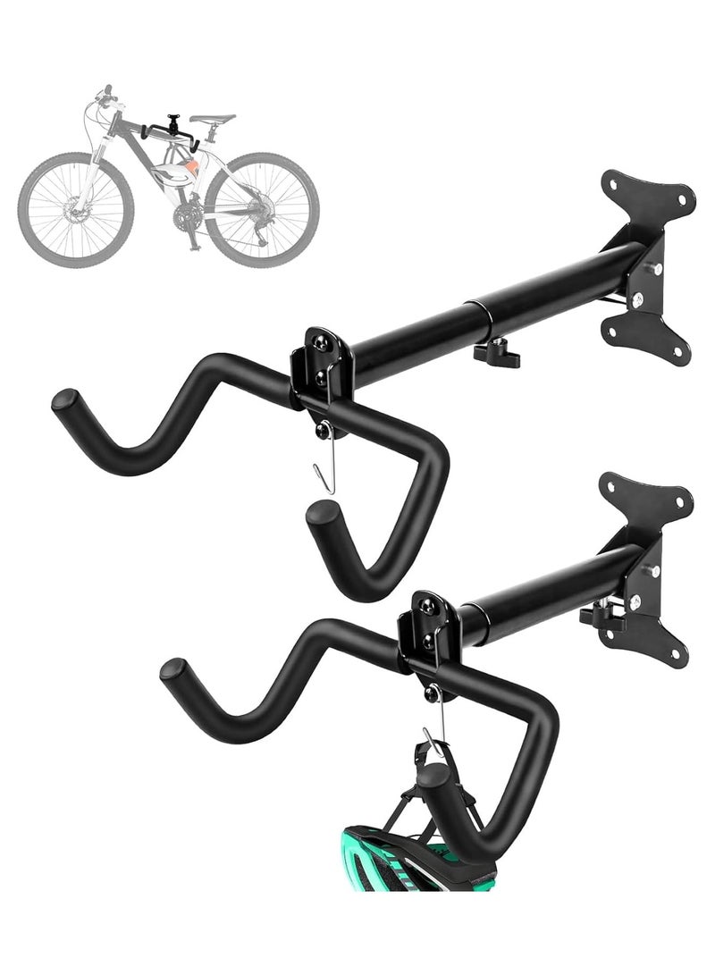 Soofam 2Pack Garage Bike Wall Rack, Adjustable Bicycle Hanger Wall Mount Storage, Horizontal Hook Holder for Hanging Mountain Bike,Road Bike,Hybrid Bike, Black - Image 1