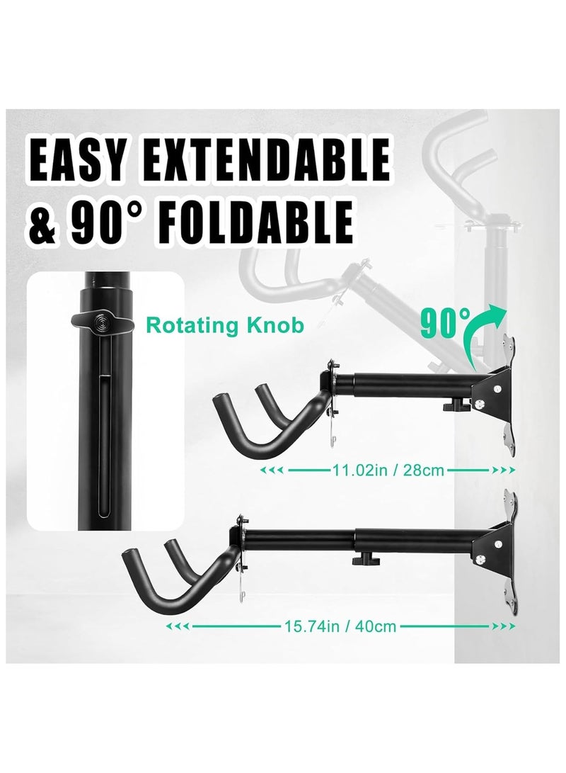 Soofam 2Pack Garage Bike Wall Rack, Adjustable Bicycle Hanger Wall Mount Storage, Horizontal Hook Holder for Hanging Mountain Bike,Road Bike,Hybrid Bike, Black - Image 3