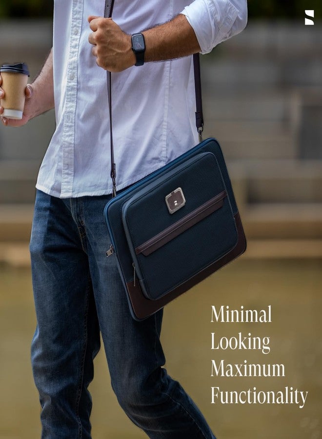 Scarters Tech Satchel | 13/14 inch Laptop Sleeve | iPad Sleeve 11/13 inch | Men's Navy Blue Laptop Bag - Image 5