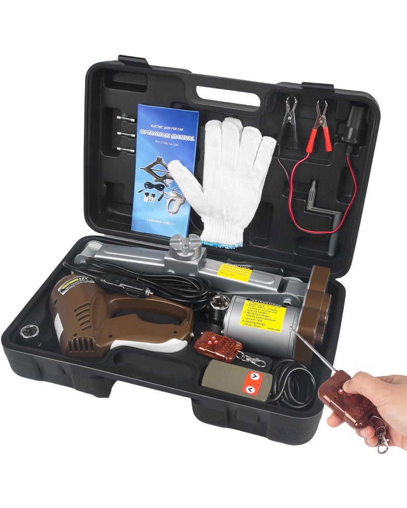 QRYDWQ Electric Car Jack 3 Ton Scissor Jack, 12V Electric Portable CarJack, Electric CarJack Kit with Impact Wrench, Scissor Jack for Cars, Electric Floor HydraulicJack for Lifting Cars - Image 1