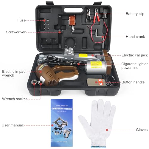 QRYDWQ Electric Car Jack 3 Ton Scissor Jack, 12V Electric Portable CarJack, Electric CarJack Kit with Impact Wrench, Scissor Jack for Cars, Electric Floor HydraulicJack for Lifting Cars - Image 2
