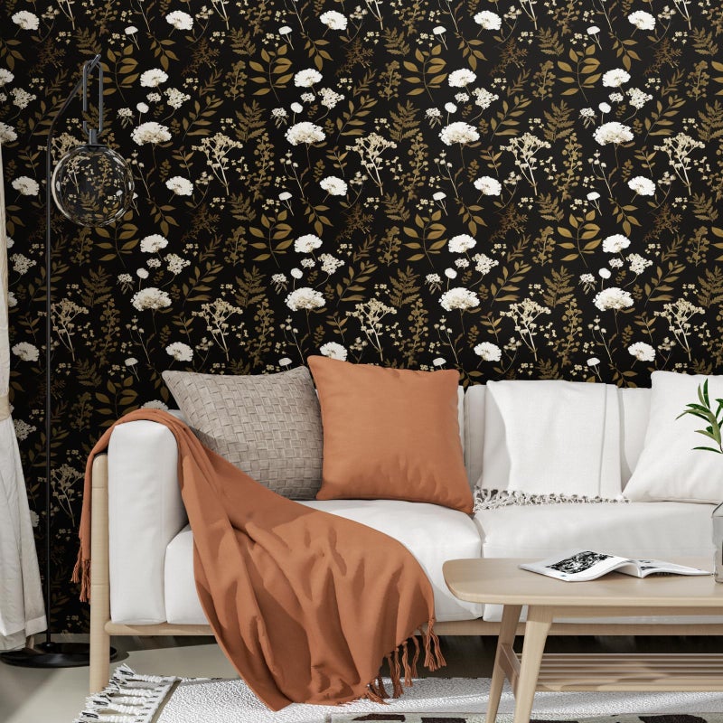 Laatse Dark Floral Wallpaper Peel and Stick Boho Wallpaper 17.5in x 393in Vintage Leaf Contact Paper Vinyl Waterproof Self Adhesive Leaf Botanical Wall Paper for Bedroom Walls Kitchen Cabinet - Image 3