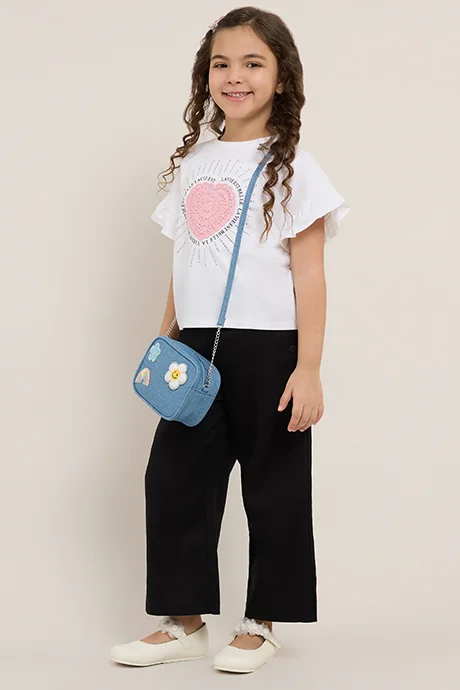 أر أند بي Solid Wide Leg Pants with Elastic Waist