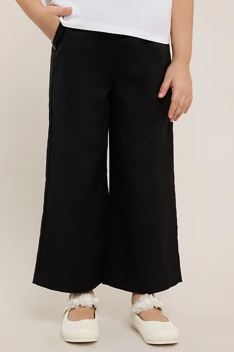 أر أند بي Solid Wide Leg Pants with Elastic Waist