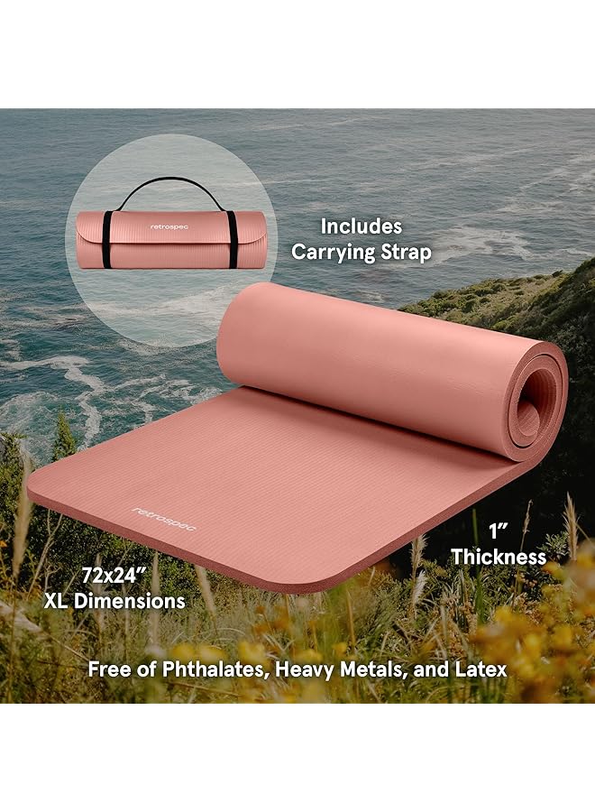 Retrospec Solana Yoga Mat 1/2" Thick W/Nylon Strap For Men & Women Non Slip Exercise Mat For Yoga Pilates Stretching Floor & Fitness Workouts - Image 2