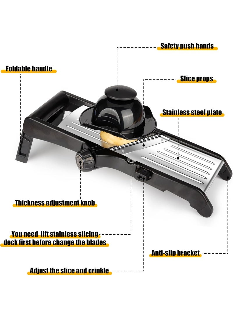 Walpck Adjustable Mandoline Slicer for Kitchen, Potato Cutter, Vegetable Chopper, Mandolin, Cucumber Slicer- INCLUDING one Pair Cut-Resistant Gloves and Brush - Image 3