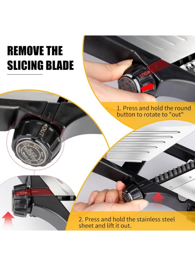 Walpck Adjustable Mandoline Slicer for Kitchen, Potato Cutter, Vegetable Chopper, Mandolin, Cucumber Slicer- INCLUDING one Pair Cut-Resistant Gloves and Brush - Image 5