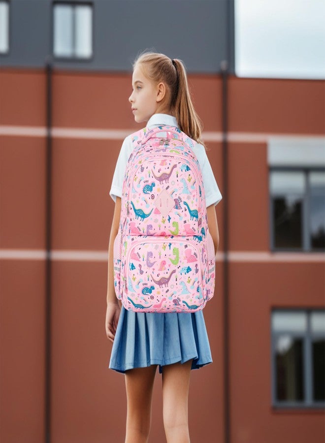 KingCheer Cute Kids Backpack for Girls and Boys Lightweight School Bag for Preschool, Primary,Teenage & Elementary Students Bookbag for Kids Aged 6-12(17inch, Pink Dinosaur Upgrade) - Image 4