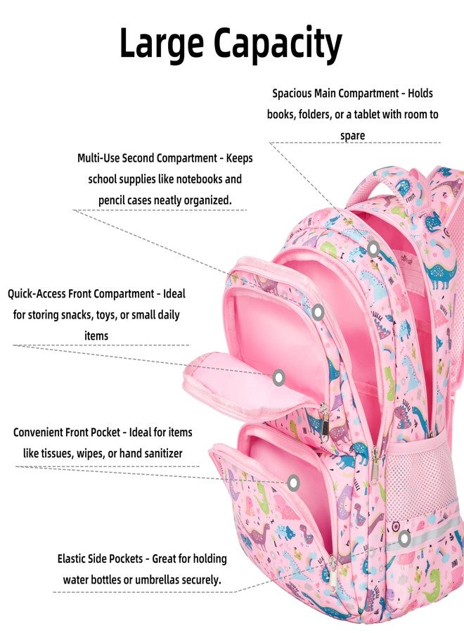 KingCheer Cute Kids Backpack for Girls and Boys Lightweight School Bag for Preschool, Primary,Teenage & Elementary Students Bookbag for Kids Aged 6-12(17inch, Pink Dinosaur Upgrade) - Image 5