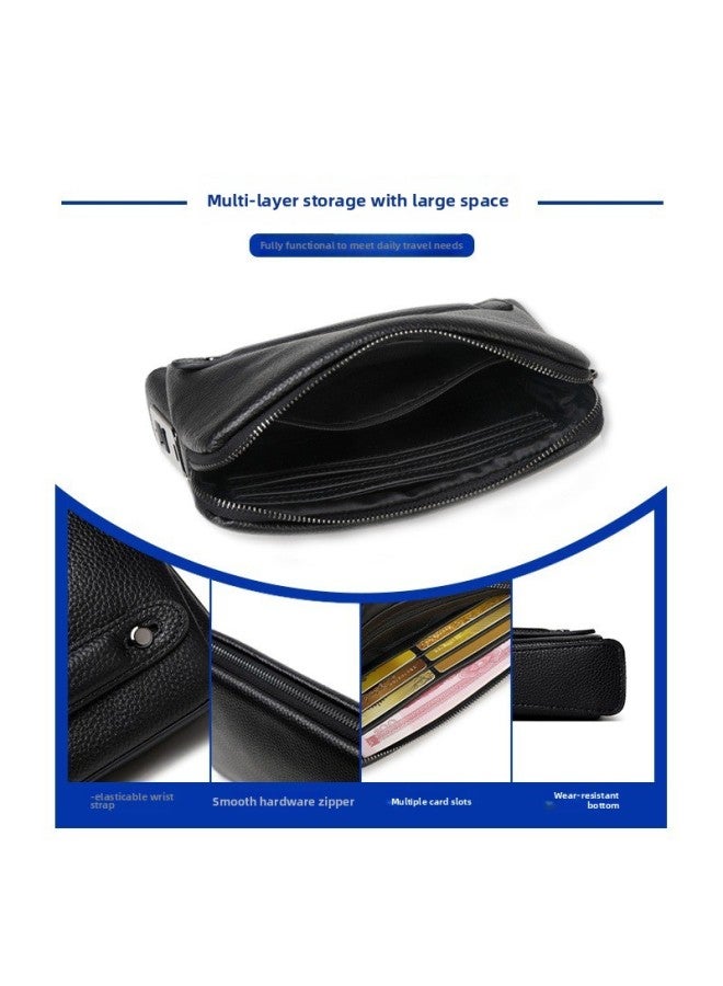 DUSALA Smart Men's Handbag Leather Briefcase With Intelligent Fingerprint Lock Waterproof Anti-Theft Wear-Resistant Urban Style Handheld Bag-Color:Black-Gun Color Fingerprint Lock-Dimensions:245*60*145mm  - Image 4
