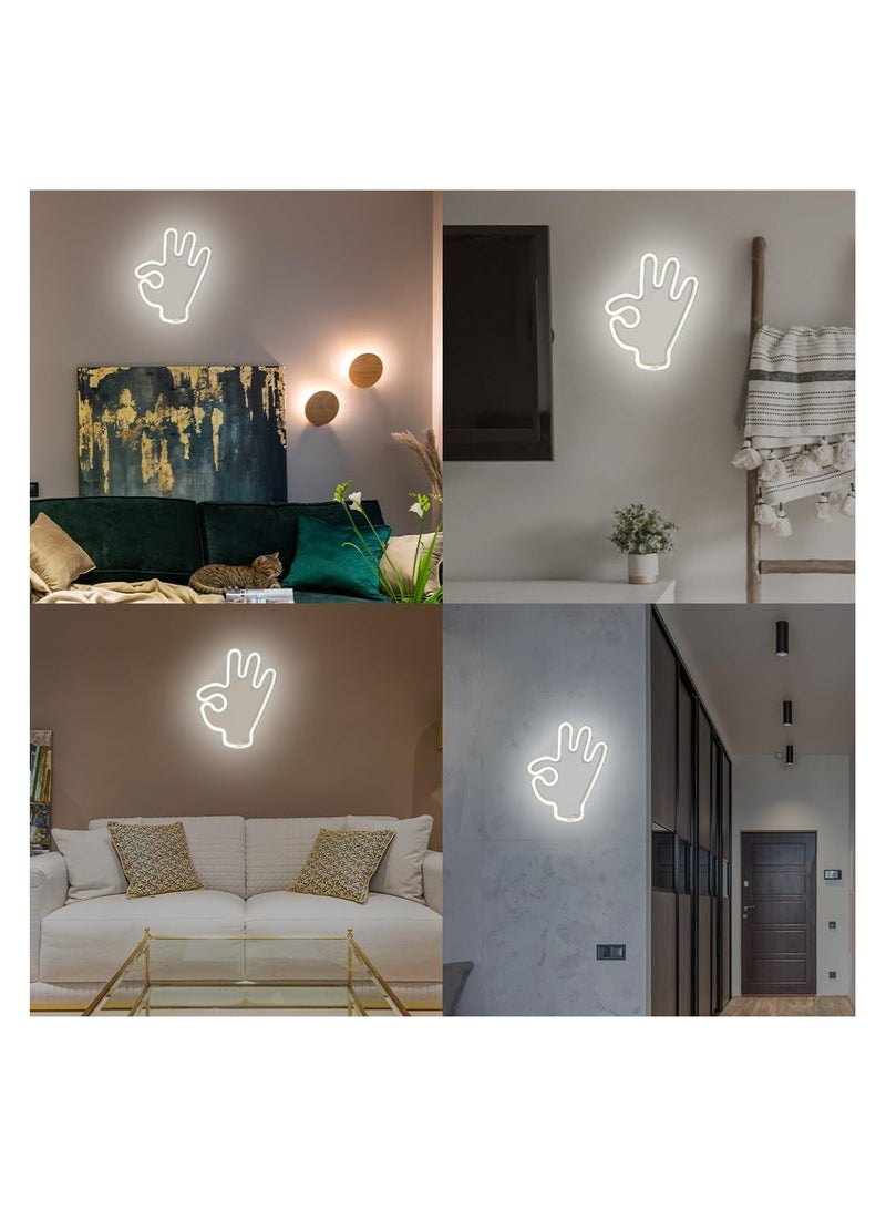 OK Gesture Neon Light Sign, USB & Battery Powered LED Art Decor for Bedroom, Wall, Party & Birthday Celebrations, Suitable Room Decoration - Image 2