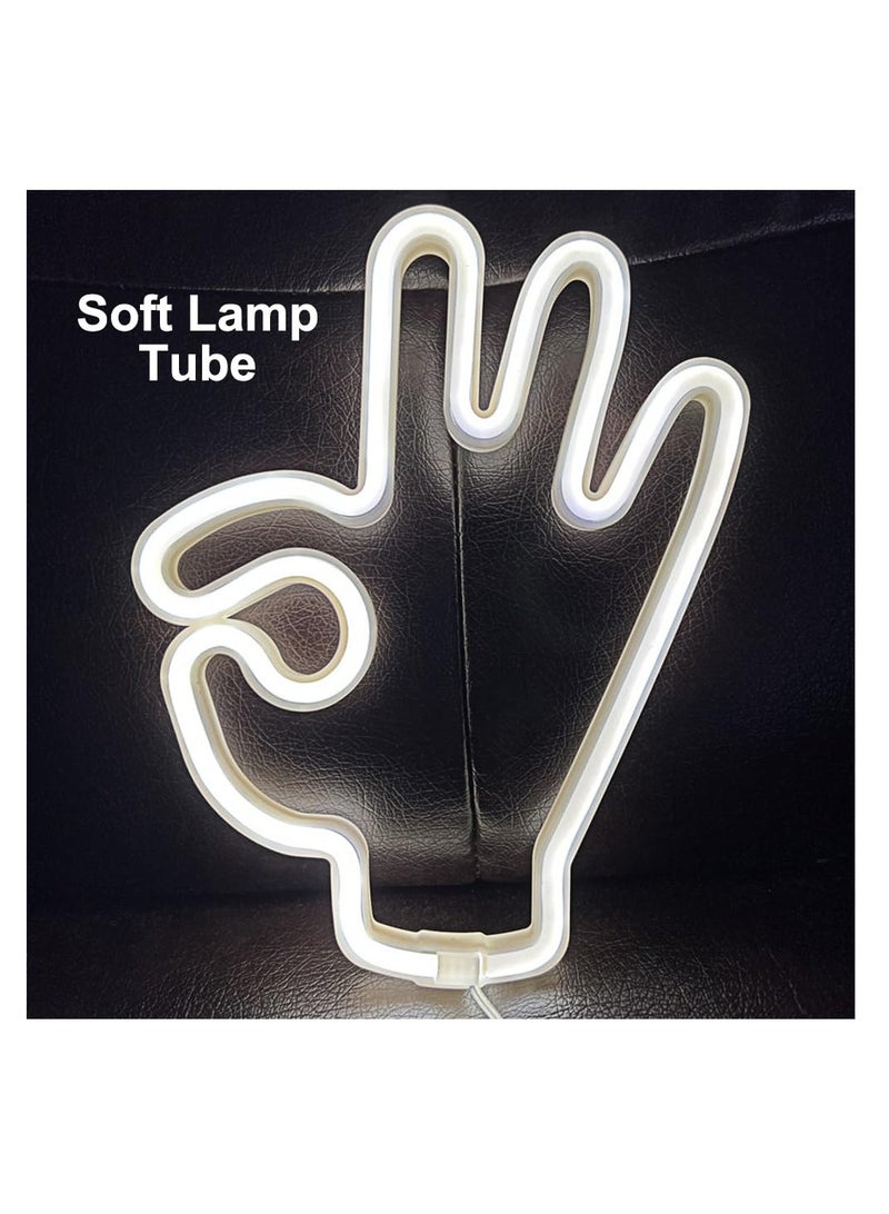 OK Gesture Neon Light Sign, USB & Battery Powered LED Art Decor for Bedroom, Wall, Party & Birthday Celebrations, Suitable Room Decoration - Image 3