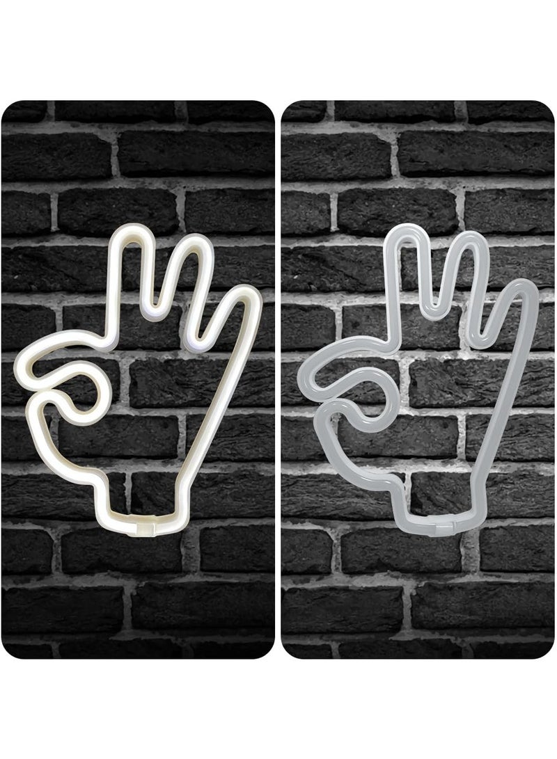 OK Gesture Neon Light Sign, USB & Battery Powered LED Art Decor for Bedroom, Wall, Party & Birthday Celebrations, Suitable Room Decoration - Image 5