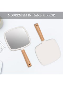 YEAKE Hand Held Mirror With Handle For Makeup Small Cute Wood Hand Mirror For Shaving With Hole Hanging Singlesided Portable Travel Vanity Mirror For Men&Women(Square)  - Image 5