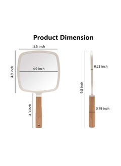 YEAKE Hand Held Mirror With Handle For Makeup Small Cute Wood Hand Mirror For Shaving With Hole Hanging Singlesided Portable Travel Vanity Mirror For Men&Women(Square)  - Image 2