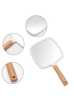 YEAKE Hand Held Mirror With Handle For Makeup Small Cute Wood Hand Mirror For Shaving With Hole Hanging Singlesided Portable Travel Vanity Mirror For Men&Women(Square)  - Image 4