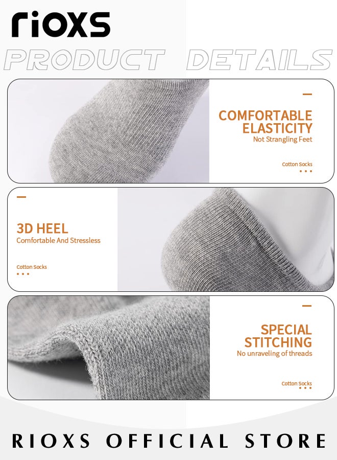 6 أزواج من الجوارب غير المرئية للجنسين مع لونين أساسيين، جوارب غير مرئية كاجوال قصيرة مع مسكات خلفية مانعة للانزلاق، جوارب كاحل ناعمة قابلة للغسل، جوارب رياضية قصيرة للرجال والنساء، جوارب غير مرئية مانعة للانزلاق للركض والمشي والتنس والجولف والتسلق، رمادي + أسود - Image 4