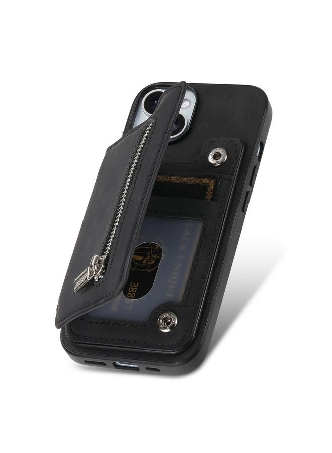 S-TOP Case For iPhone 13 Retro MagSafe Zipper Wallet Card Bag Back Phone Case - Image 3